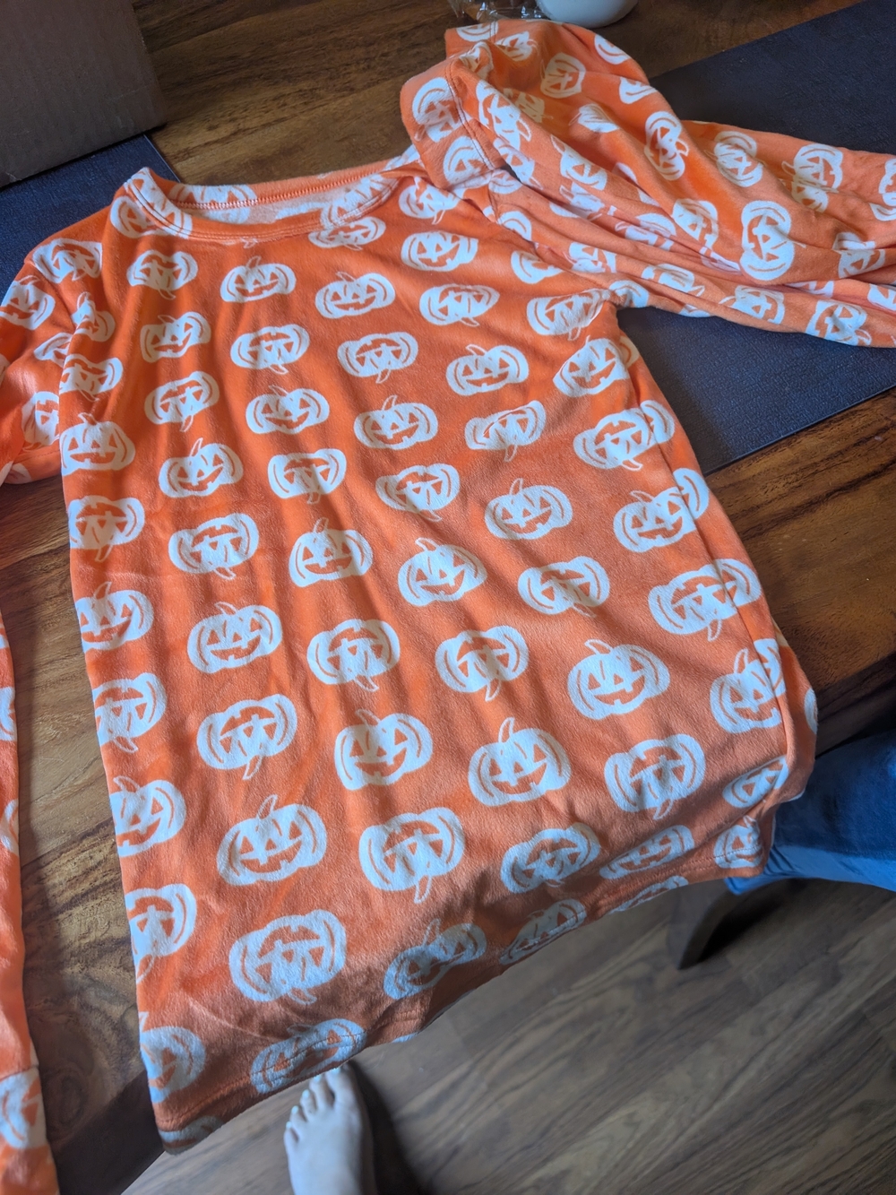Kids Orange Pumpkin Print Pajama Set